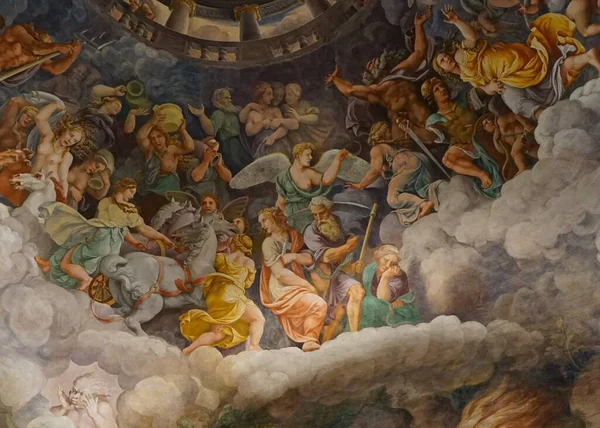 Деталі Фресок Sala Dei Giganti Палаццо Мантуї Італія Італійського Митця — стокове фото