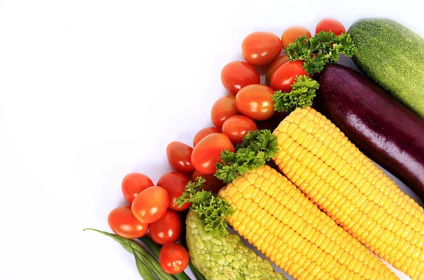 Gesundes Essen Frisches Gemüse Auf Isoliertem Weißem Hintergrund — Stockfoto