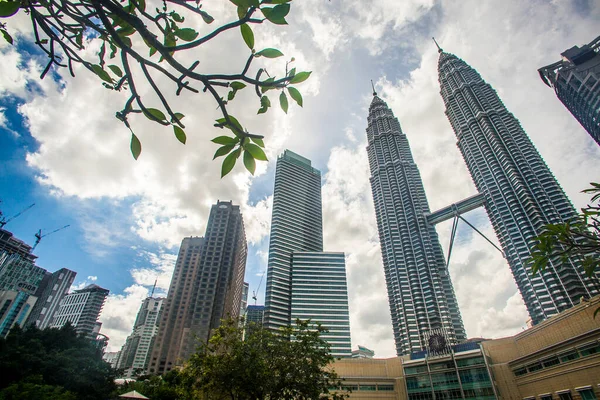 stock image View of Petronas Twin Towers, landmark and icon of Kuala Lumpur,  Twin Towers also known as KLCC is the tallest building in Malaysia 