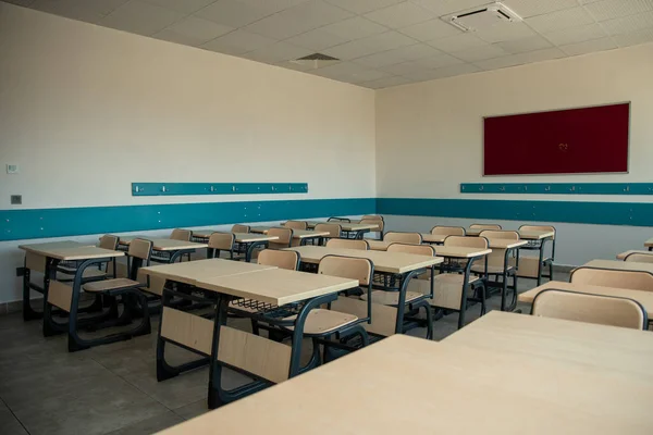 Classroom in background without ,No student or teacher . modern classroom environment. High quality photo
