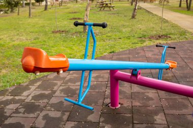 childrens playground made of plastic material in the city , harmful plastic used in childrens playgrounds. High quality photo