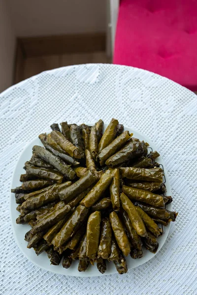 Traditional Delicious Turkish Foods Stuffed Leaves Traditional Turkish Dish Made — Stok fotoğraf