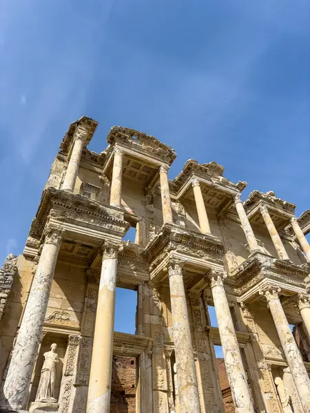 Bibliotheek Van Celsus Efeze Turkije Ruïnes Van Oude Site Efes Rechtenvrije Stockafbeeldingen