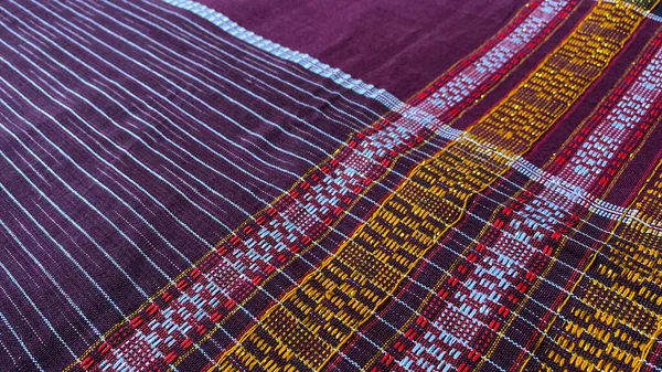 Textura Tecido Com Padrão Indonésio Tradicional Tradicional Batak Tribo Parte — Fotografia de Stock
