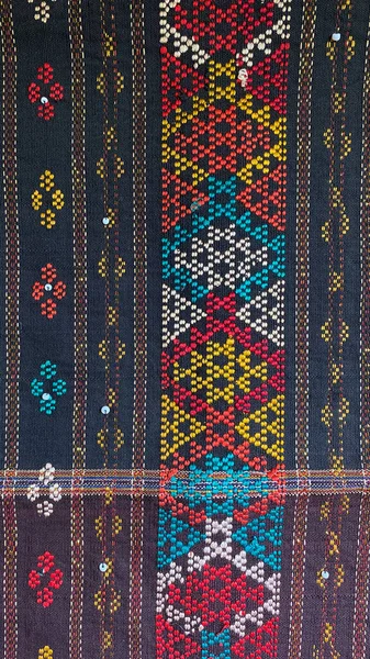 Textur Tyg Med Traditionellt Indonesiskt Mönster Traditionell Batak Stam Del — Stockfoto