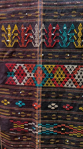 Tekstura Tkaniny Tradycyjnym Indonezyjskim Wzorem Tradycyjne Plemię Batak Część Indonezyjskiej — Zdjęcie stockowe