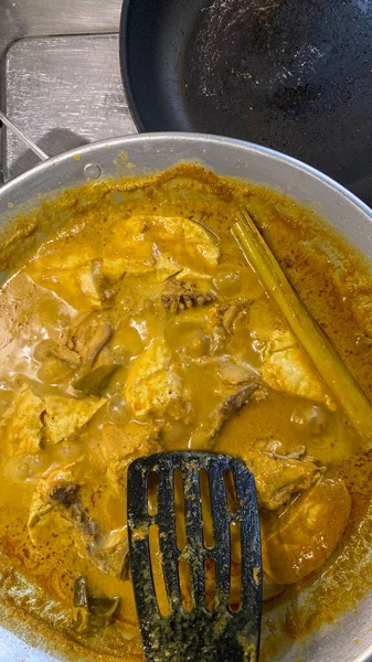 Cocinar Pollo Tofu Con Curry Leche Coco Llamado Gulai Ayam —  Fotos de Stock