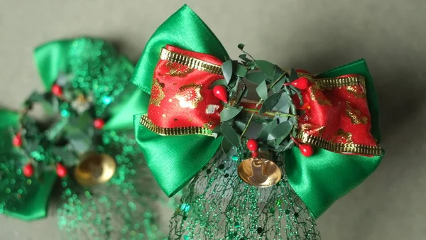 Belle Décoration Noël Verte Avec Accent Sélectif — Photo