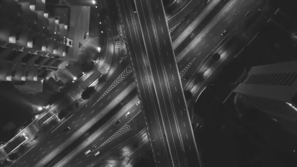 Von Oben Nach Unten Fahren Autos Von Brücke Und Unterführung — Stockvideo