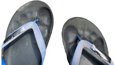 Mavi takla - beyaz arkaplanda izole edilmiş terlikler.