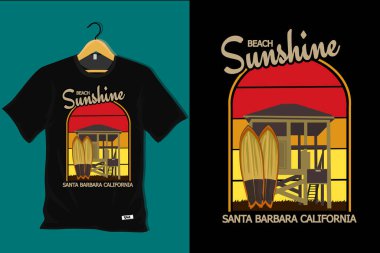 Plaj Güneşi Santa Barbara California T-shirt Tasarımı