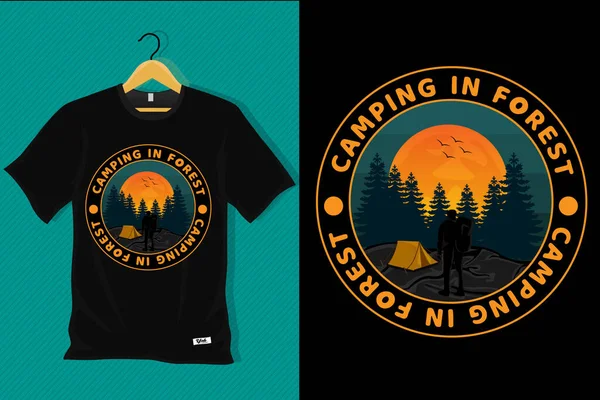 Camping Forest Retro Shirt Design — Stockový vektor
