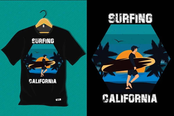 加州冲浪复古T恤设计 — 图库矢量图片