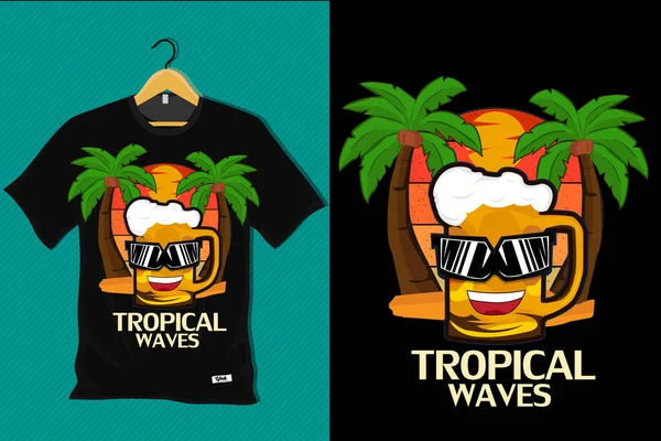 stock vector Tropical Waves Retro T Shirt Design