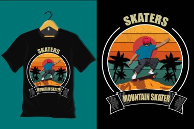 Skaters Mountain Skater Retro Vintage Tişört Tasarımı