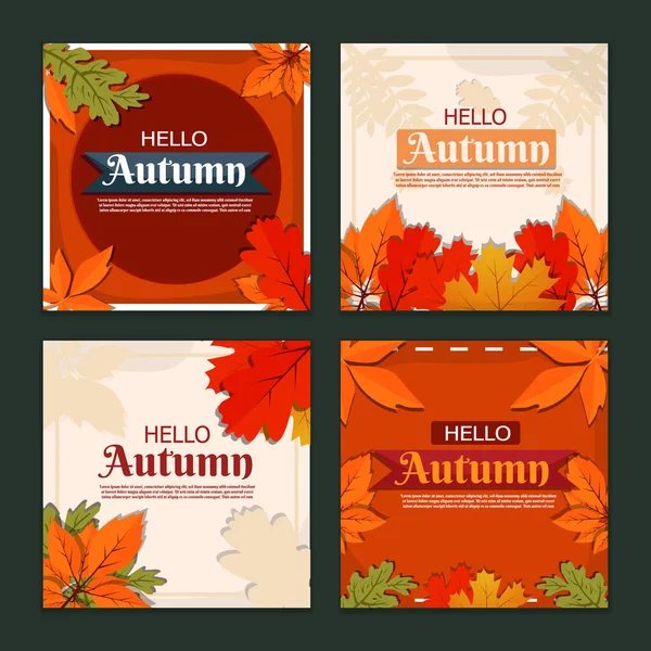 Hello Autumn Day Festivity Social Media Post Template — Stock Vector