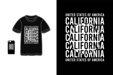Kaliforniya, tişört ürünleri modeli tipografi