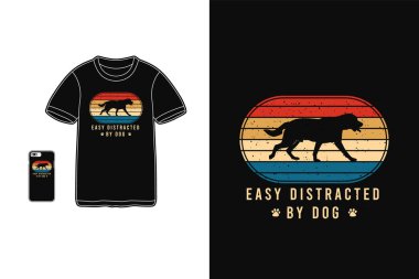 Köpek, tişört, siluet, retro stili dikkati dağıtıyor.