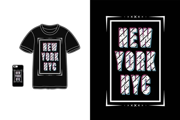 New York Nyc Shirt Attrappe Typografie — Stockvektor