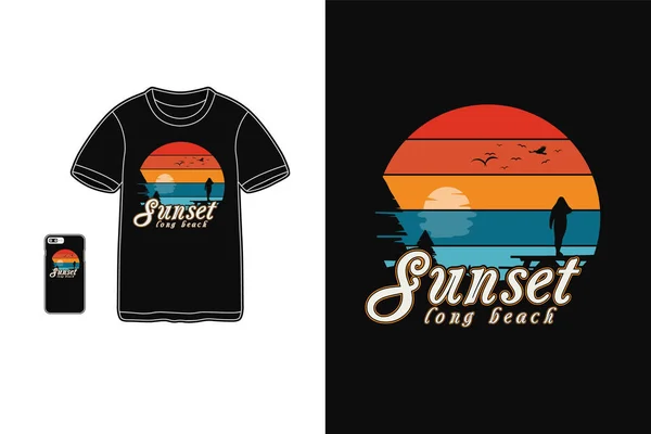 stock vector Sunset long beach,t-shirt merchandise silhouette mockup typography