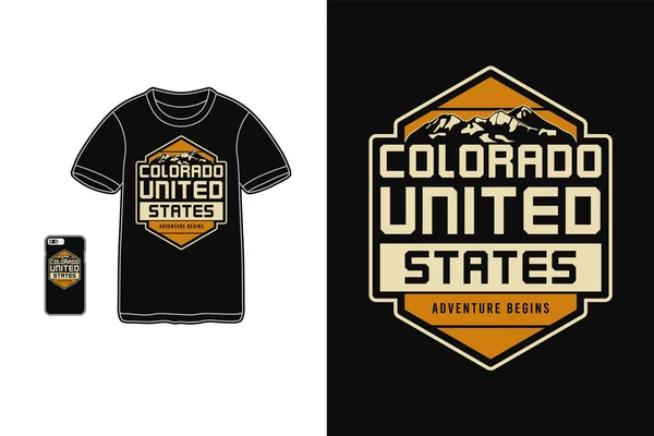 科罗拉多州 T恤商品轮廓复古风格 — 图库矢量图片