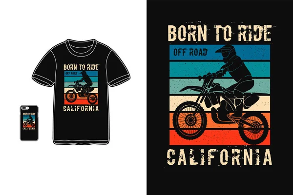 出生于加州越野车 T恤衫设计的轮廓复古风格 — 图库矢量图片