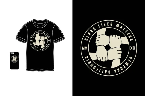 Black Lives Matter Shirt Merchandise Siluet Mockup Typography Stock Vector