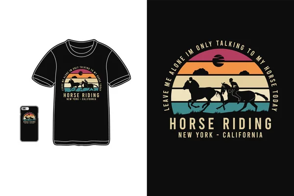 Horse Riding Shirt Merchandise Silhouette Retro Style Vector Graphics