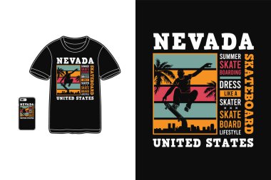 Nevada kaykayı, gömlek tasarımı silüet retro tarzı