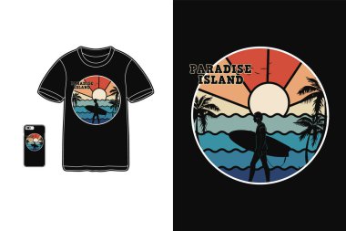 Cennet adası, gömlek tasarımı silüet retro tarzı