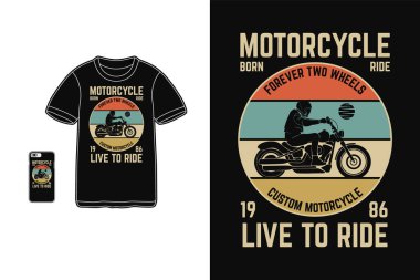 Motosiklet, t-shirt tasarımı silüet retro tarzı