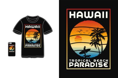 Hawaii cenneti, gömlek tasarımı silüet retro tarzı