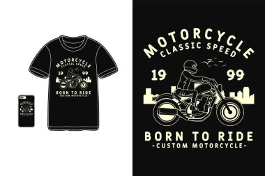 Motosiklet, t-shirt tasarımı silüet retro tarzı