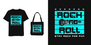 Rock 'n' roll eğlence için rock, gitar harfleri mavi, basit stil