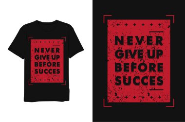 Başarıdan önce asla pes etme, kırmızı minimalist modern stili harf olarak yazarak.