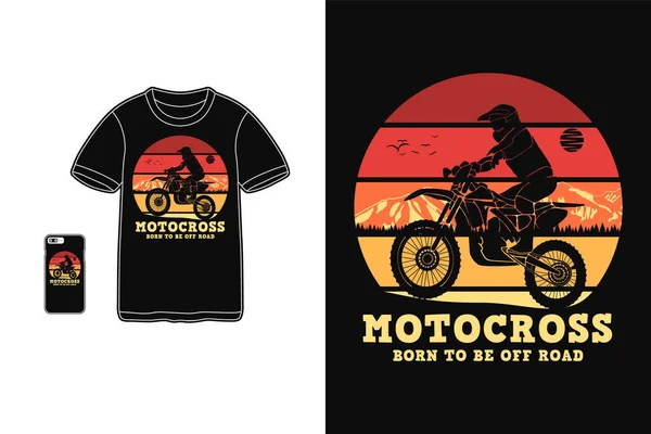 Motocross Född Att Vara Road Skjorta Design Siluett Retro Stil Royaltyfria Stockvektorer