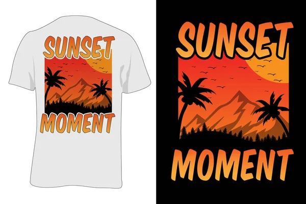 Stock vector Mock Up T-Shirt Sunset Moment Vintage Retro Style