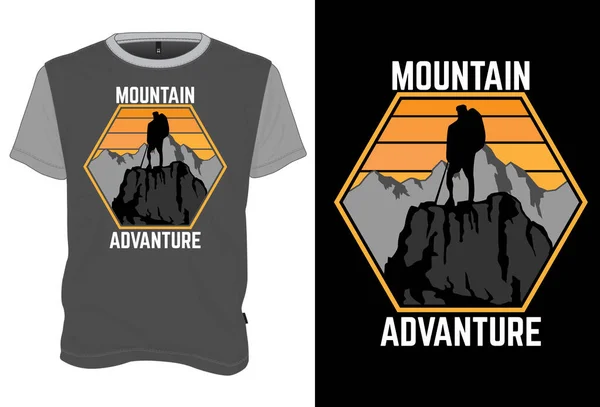 stock vector Mock Up T-Shirt Mountain Adventure Retro Vintage Style