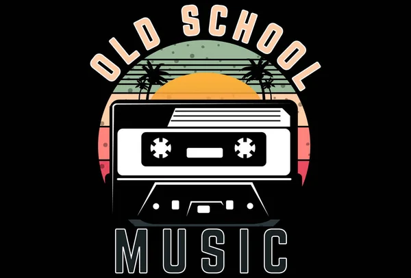 Mock Camiseta Old School Música Retro Estilo Vintage — Vector de stock