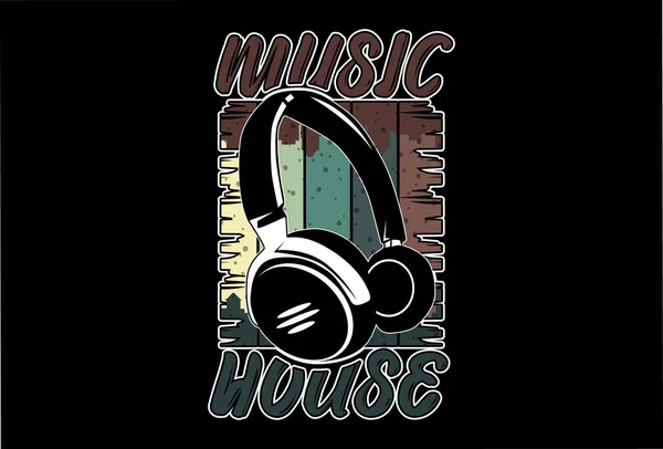 Mock Shirt Music House Retro Styl — Stockový vektor