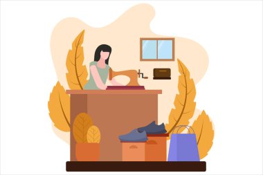 Moda Tasarımcısı Düz Tasarım İllüstrasyonu