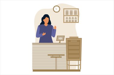 Kahve Dükkanı Düz Tasarım Çizimi