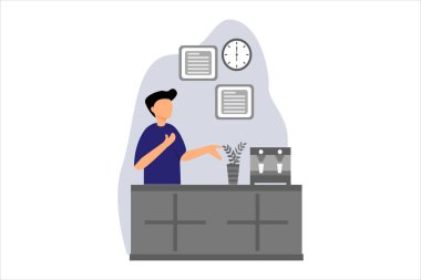 Kahve Dükkanı Düz Tasarım Çizimi