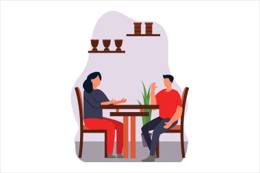 Kahve Dükkanı Düz Tasarım Çizimi