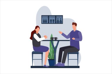 Kahve Dükkanı Düz Tasarım Çizimi