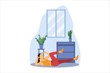 Yoga Düz Tasarım Çizimi