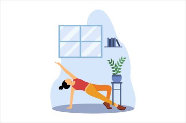 Yoga Düz Tasarım Çizimi