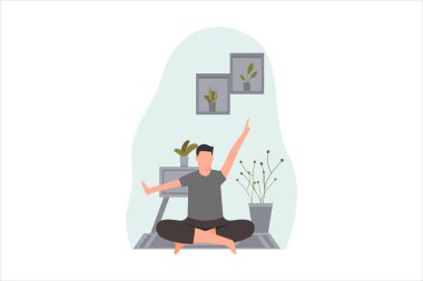 Yoga Düz Tasarım Çizimi