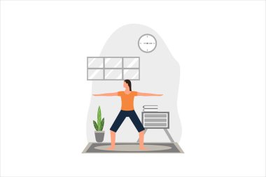 Yoga Düz Tasarım Çizimi