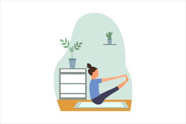 Yoga Düz Tasarım Çizimi